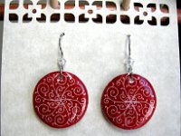 Red Filigree Earrings Pysanky Eggshell Jewelry by So Jeo : pysanky pysanka ukrainian easter egg batik art eggshell jewelry pendants earrings drop dangle etched flowers gift women accessories accessory pendant necklace bail crystal finding sterling silver filled sojeo flowers celtic purple white red pink brown green purple orange cream burgundy magenta teal turqoise crows crow blue black so jeo art handmade